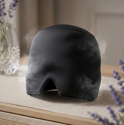 Duviro relief cap in black on a calm bedside table
